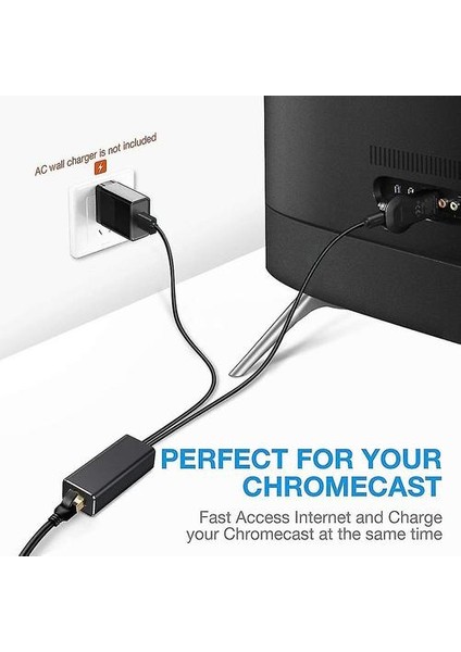 Fire Tv Stick Için Ethernet Adaptörü Google Home Mini Chromecast Ultra 2 1 Ses Mikro Usb'den RJ45'E USB Güç Kaynağı ile (Yurt Dışından)