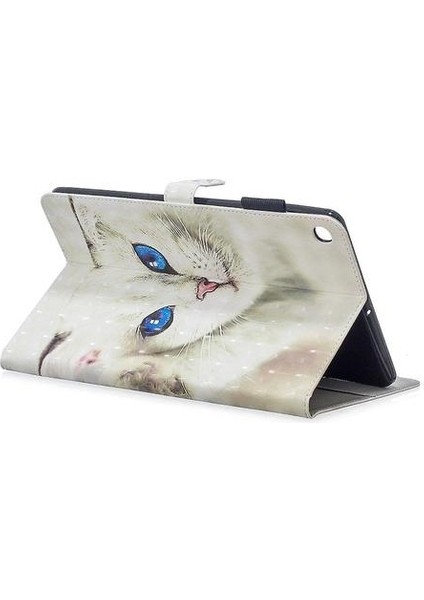 Samsung Galaxy Tab A 10.1 (2019) T510 Için Kedi Desenli Pu Kılıf (Yurt Dışından)