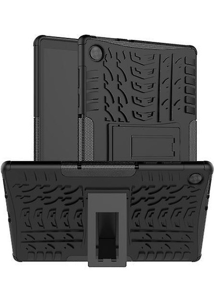 Lenovo Tab M10 Hd Gen 2 TB-X306F Lastik Dokusu Tpu + Pc Darbeye Dayanıklı Kılıf Tutucu ile (Yurt Dışından)