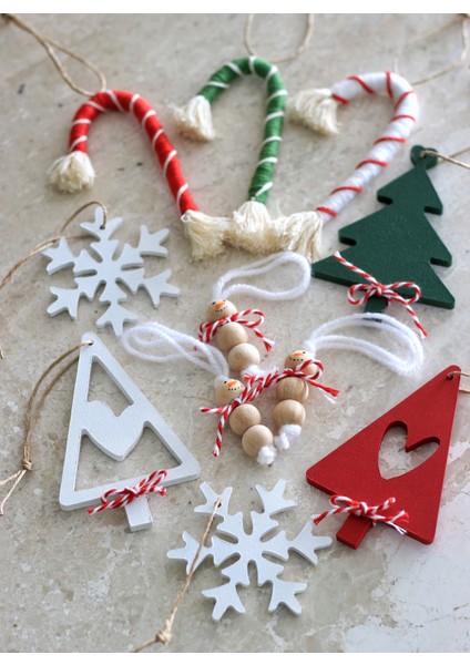 Yılbaşı Çam Ağacı Süsü, Baston Şeker ,Kar Tanesi Ahşap Dekoratif Ürünler fiyatları