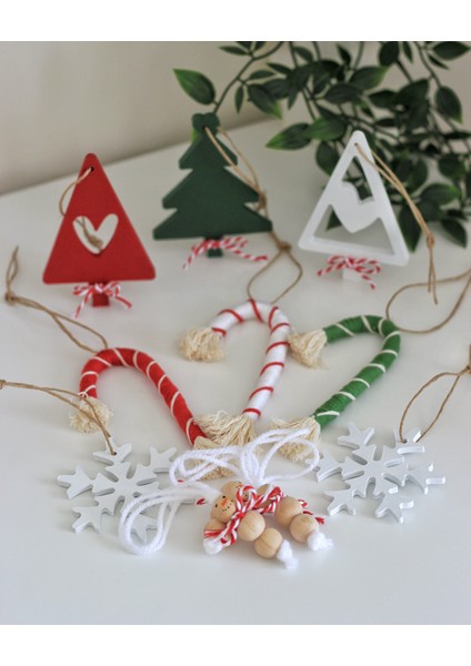 Yılbaşı Çam Ağacı Süsü, Baston Şeker ,Kar Tanesi Ahşap Dekoratif Ürünler modelleri