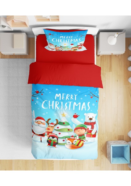 Erays Home Erayshome Yılbaşı Christmas 3D Dijital Baskılı Tek Kişilik Nevresim Takımı