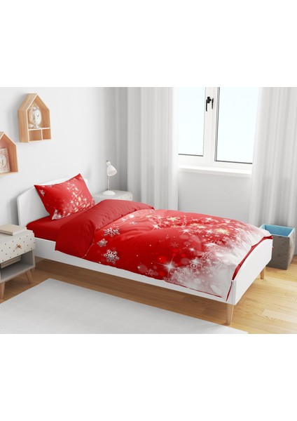 Erays Home Erayshome Yılbaşı Christmas 3D Dijital Baskılı Tek Kişilik Nevresim Takımı