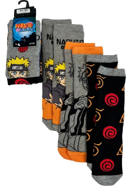 Lisanslı Giyimod Naruto Giyimod Erkek Çocuk Çorap Üçlü Set NRT11