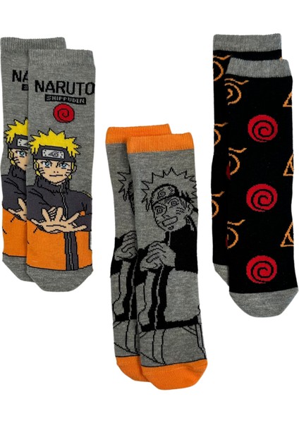 Lisanslı Giyimod Naruto Giyimod Erkek Çocuk Çorap Üçlü Set NRT11