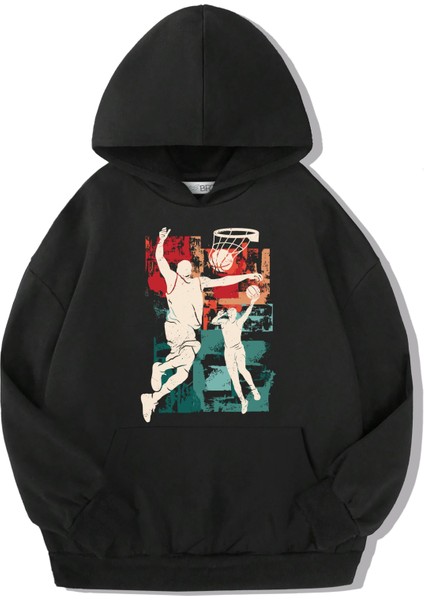 Unisex Çocuk Basketball Silhouette Hoodie Sweat