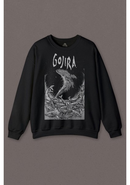 Gojira Balıklar Köpek Balığı Music Baskılı Sweatshirt