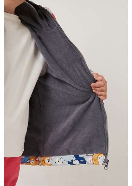 Ekstra Dolgulu İçi Yumuşak Polarlı Kapüşonlu Şişme Mont Unisex Çocuk MONT 5763008