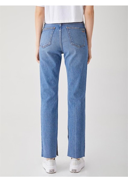 KadınBetıana Yüksek Bel Düz Kesim Yırtmaçlı Jean Pantolon modelleri