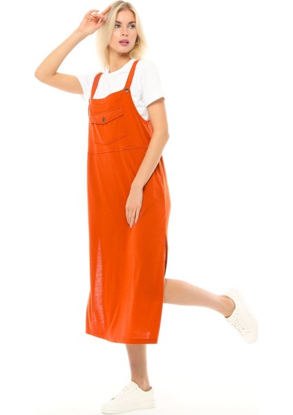 Kadın Askılı Yırtmaçlı Elbise Tarçın fiyatları