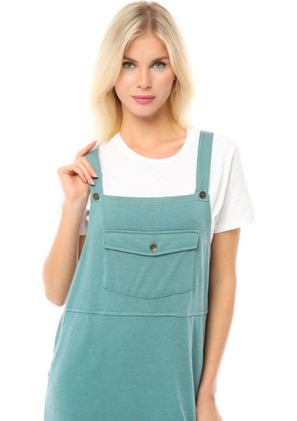 Kadın Askılı Yırtmaçlı Elbise Yeşil fırsatları