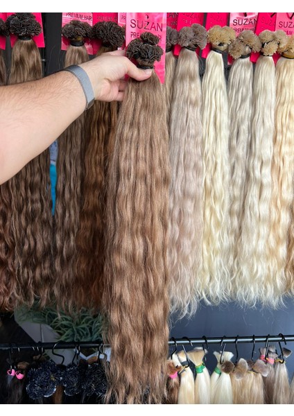 70 cm 100 Adet (0.6gr)9 No %100 Doğal Gerçek Insan Saçı Mikro Kaynak Orjinal Saç