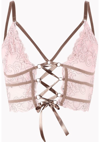 Pembe Kahve Dekolteli Kapsız Bralet Takım fiyatları