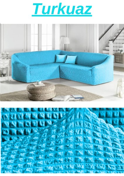 Bürümcük Eteksiz L Köşe Koltuk Örtüsü. 7 Kişilik Esnek, Köşe Koltuk Kılıfı. Toplam Uzunluk 550CM