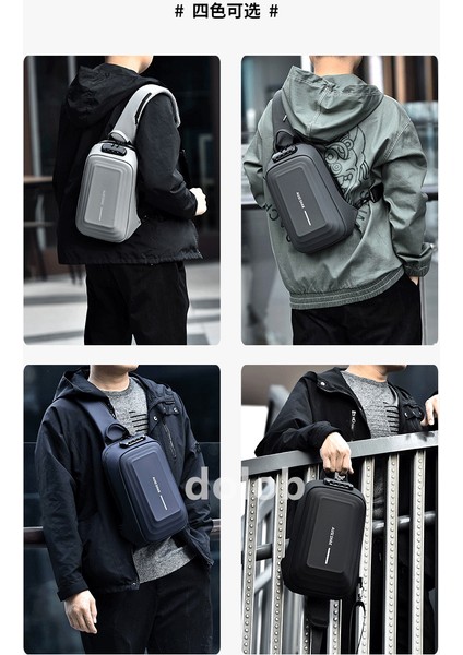 Iş Erkek Sert Kabuklu Motosiklet Erkek Göğüs Crossbody Erkek Göğüs Çanta (Yurt Dışından)