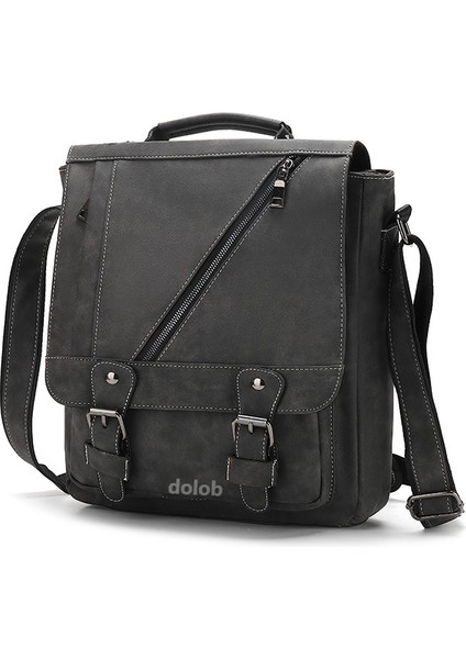 Retro Erkek Dikey Pu Deri Erkek Banliyö Omuz Büyük Kapasiteli Crossbody Erkek Çanta (Yurt Dışından)