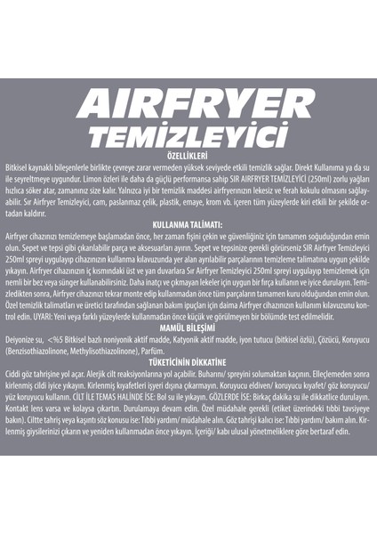 Airfryer Temizleyici Bitkisel Özlü Güçlü Formül 250 ml 6'lı
