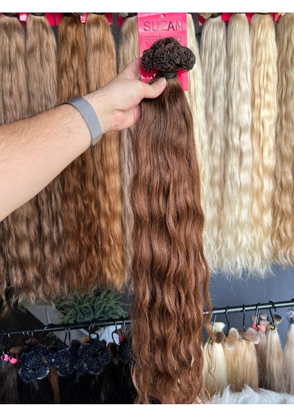 70 cm 100 Adet (0.6gr) 4 No %100 Doğal Gerçek Insan Saçı Mikro Kaynak Orjinal Saç