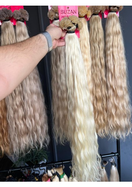 70 cm 100 Adet (0.6gr) 613 Platin %100 Doğal Gerçek Insan Saçı Mikro Kaynak Orjinal Saç