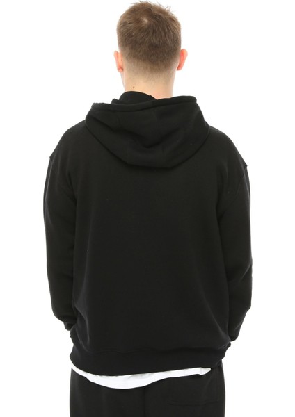 Erkek Oversize Kapüşonlu Sweatshirt Siyah