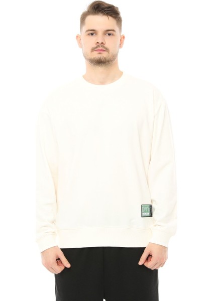 Erkek Oversize Sweat Etiket Detaylı Ekru