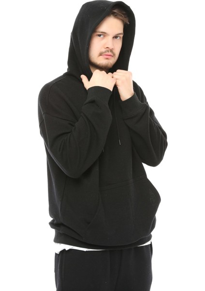 Erkek Oversize Kapüşonlu Sweatshirt Siyah