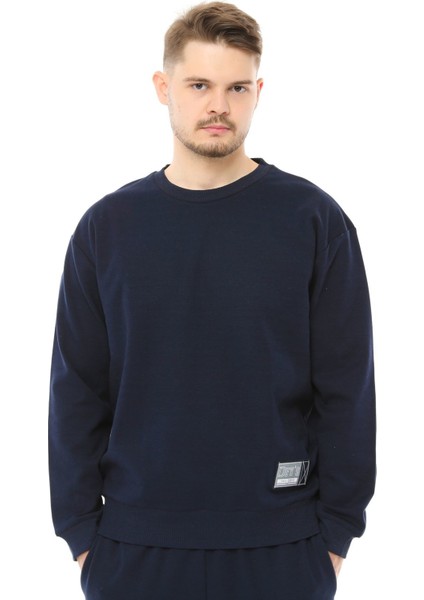 Erkek Oversize Sweat Etiket Detaylı Lacivert