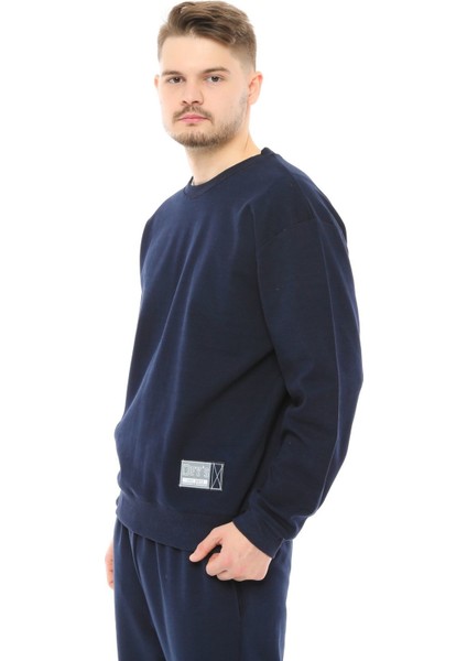 Erkek Oversize Sweat Etiket Detaylı Lacivert modelleri