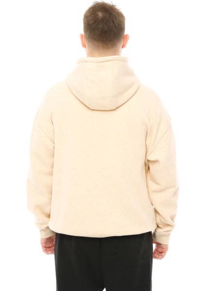Erkek Oversize Kapüşonlu Sweatshirt Bej fırsatları