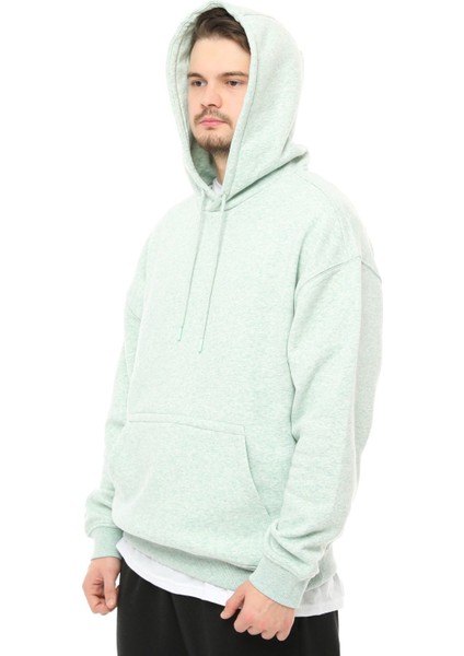 Erkek Oversize Kapüşonlu Sweatshirt Su Yeşili