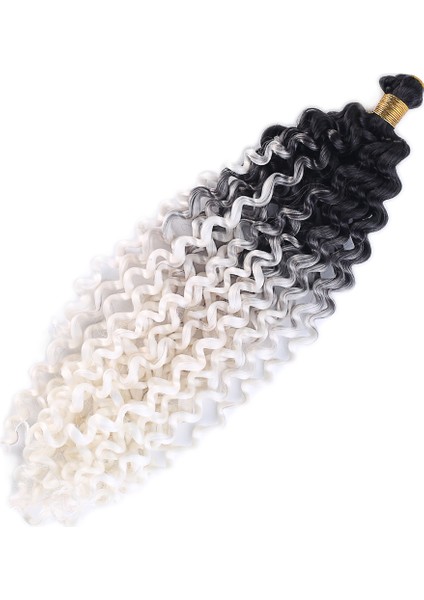 Afro Dalgası Saç - Siyah Beyaz Ombreli