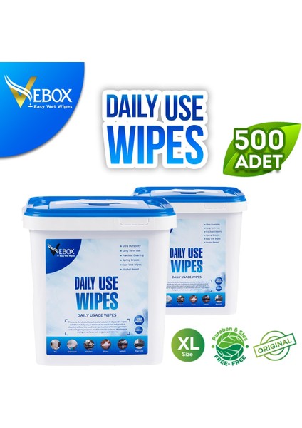 Daily Use Wipes Günlük Kulanım Kova Islak Mendil 2'li 500 Yaprak