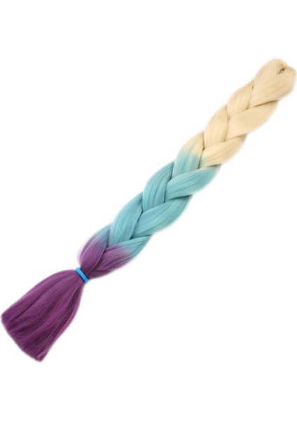 Afrika Örgüsü Ve Rasta Için Sentetik Ombreli Saç - Platin / Turkuaz Mavi / Açık Mor
