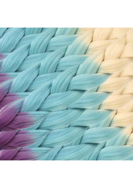 Afrika Örgüsü Ve Rasta Için Sentetik Ombreli Saç - Platin / Turkuaz Mavi / Açık Mor fiyatları