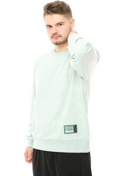 Erkek Oversize Sweat Etiket Detaylı Su Yeşili