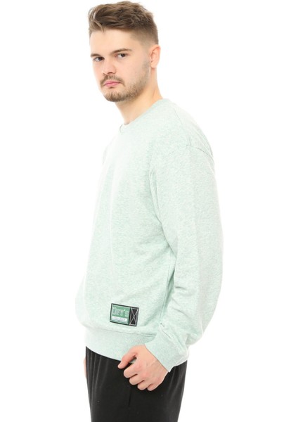 Erkek Oversize Sweat Etiket Detaylı Su Yeşili