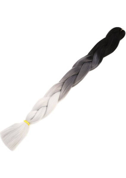 Afrika Örgüsü Ve Rasta Için Sentetik Ombreli Saç - Siyah / Koyu Gri / Açık Gri