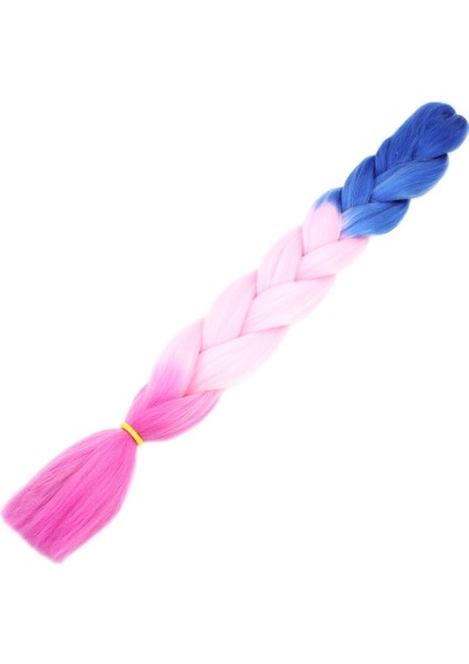 Afrika Örgüsü ve Rasta Için Sentetik Ombreli Saç - Mavi / Açık Pembe / Lila