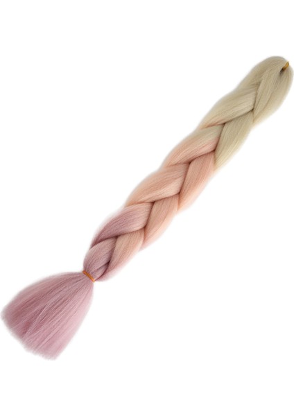 Afrika Örgülük Ombreli Sentetik Saç 100 Gr. - Platin / Soft Turuncu / Soft Lila