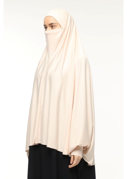 Kollu Sufle Çarşaf Üstü Peçeli Pratik Tesettür Hijab - Nikaplı Namaz Örtüsü - Toz Pembe fırsatları