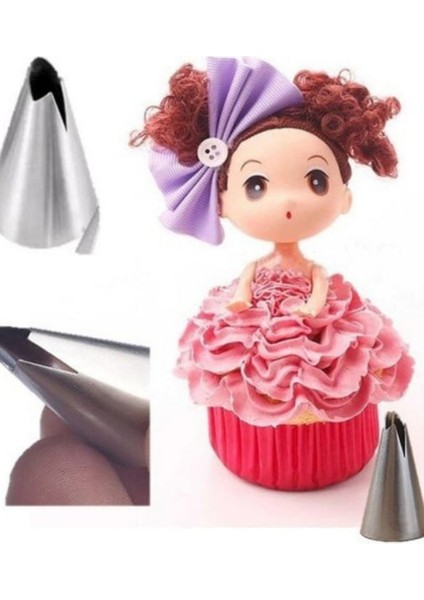 Paslanmaz Çelik Royal Icing Dekoratif Duy 1 Adet ve 2 Adet Şanti Torbası