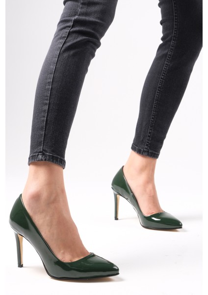 Basic Yeşil Rugan Kadın Stiletto Topuklu Ayakkabı