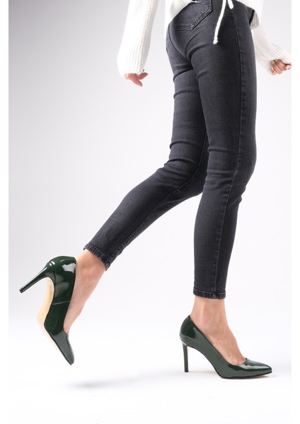 Basic Yeşil Rugan Kadın Stiletto Topuklu Ayakkabı