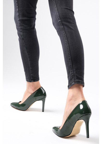 Basic Yeşil Rugan Kadın Stiletto Topuklu Ayakkabı