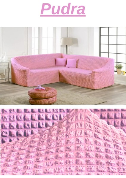 Bürümcük Eteksiz L Köşe Koltuk Örtüsü. 7 Kişilik Esnek, Köşe Koltuk Kılıfı. Toplam Uzunluk 550CM