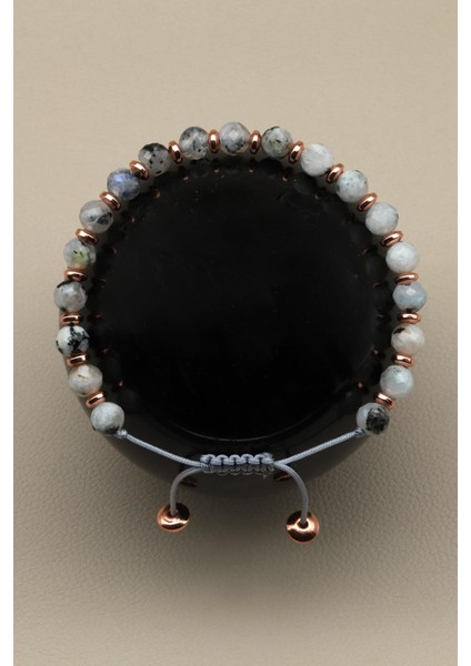 Ay Taşı Doğal Taş Makrome Örme Bileklik Fasetli Kesim