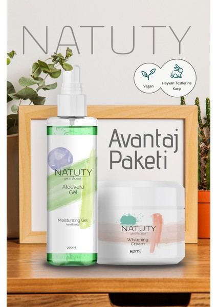 Cilt Beyazlatıcı Nemlendirici Krem 50 Ml. + Natuty Aloevera Jel Nemlendirici Bakım 200ML.