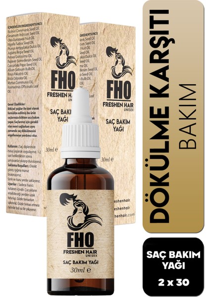 Dökülen Yavaş Uzayan Saçlara Özel Bitkisel Saç Bakım Serumu 2 x 30 Ml