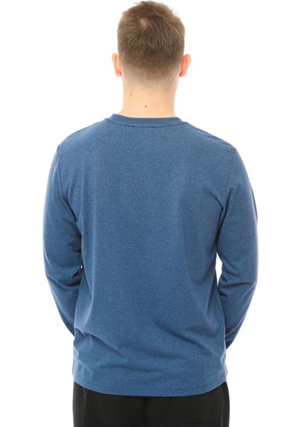 Erkek Bisiklet Yaka Uzun Kollu Regular Fit Basic Tişört İndigo modelleri