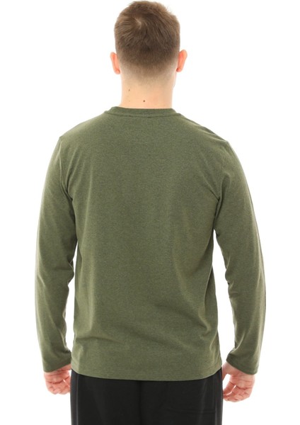 Erkek Bisiklet Yaka Uzun Kollu Regular Fit Basic Tişört Haki modelleri